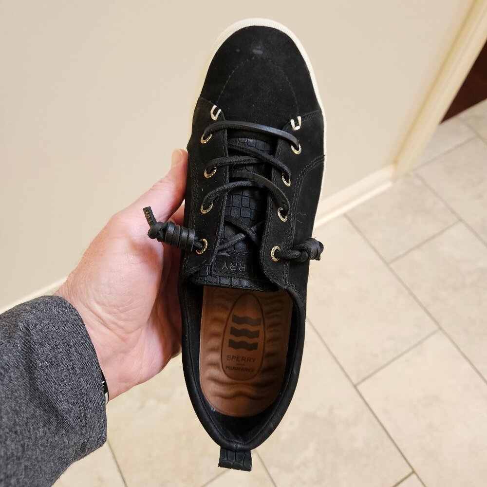 Sperry Women's Crest Vibe Plushwave Black Snake Nubuck Leather Sneakers, Sz 9 - Picture 10 of 16